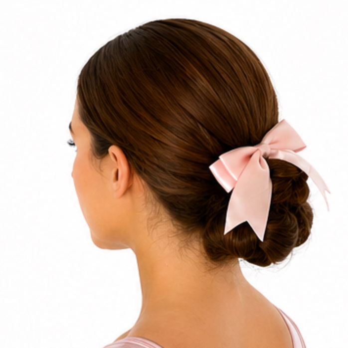Blush Pink Hair Bow on Black Elastic Bobble | Gymnastics Hair Accessory - Pulse Gymnastics