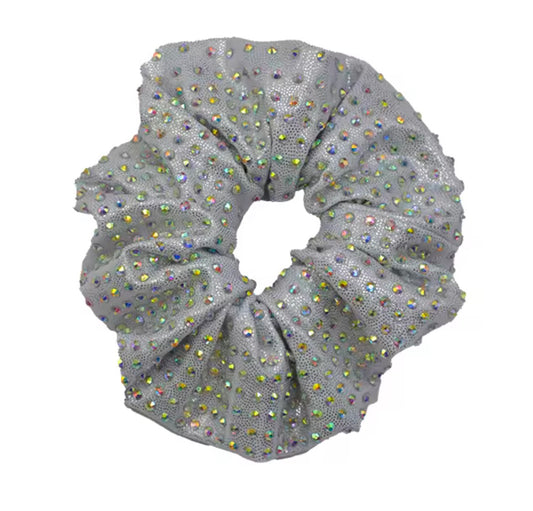 Rhinestone Scrunchie Silver - Pulse Gymnastics