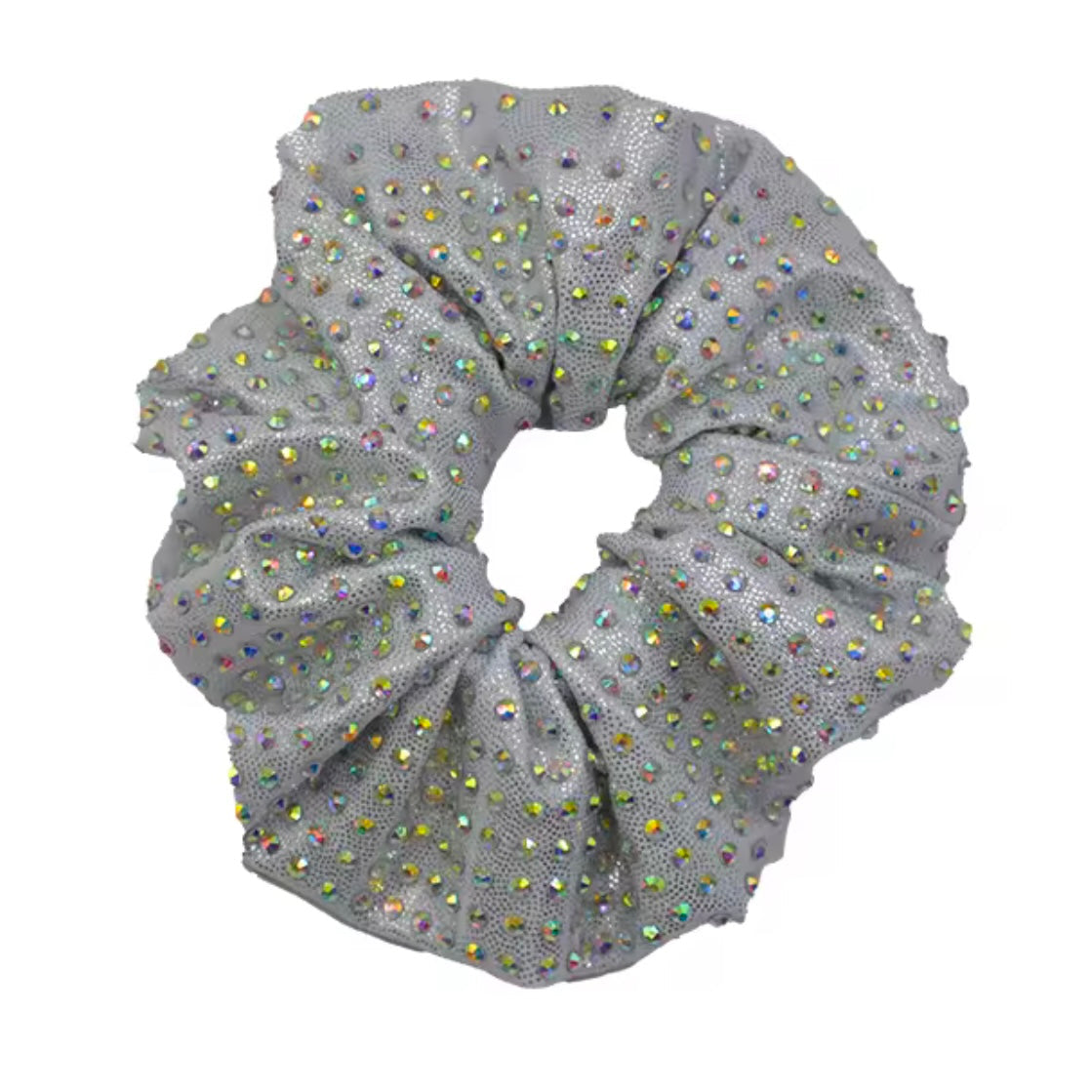 Rhinestone Scrunchie Silver - Pulse Gymnastics