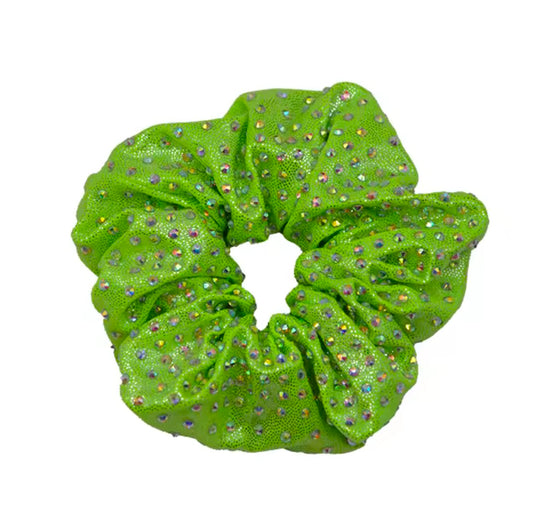 Rhinestone Scrunchie Green - Pulse Gymnastics