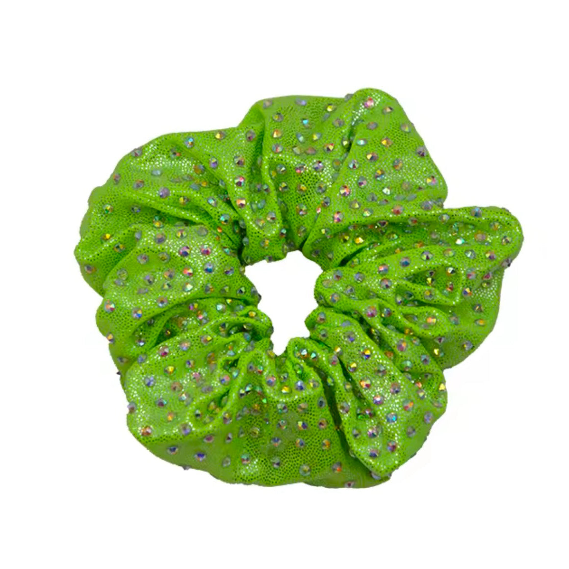 Rhinestone Scrunchie Green - Pulse Gymnastics