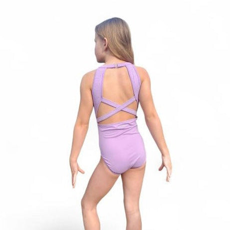 Twilight Sparkle – Lilac Rhinestone Gymnastics Leotard with Cross-Back Straps - Pulse Gymnastics