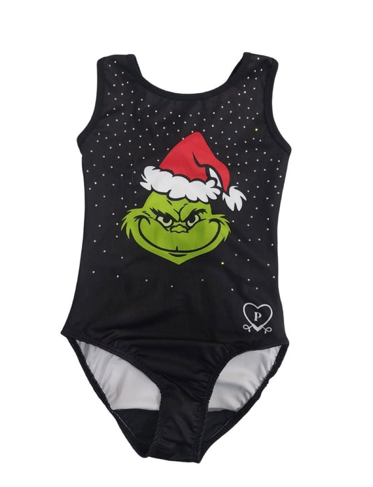 The Grinch Christmas gymnastics rhinestone leotard