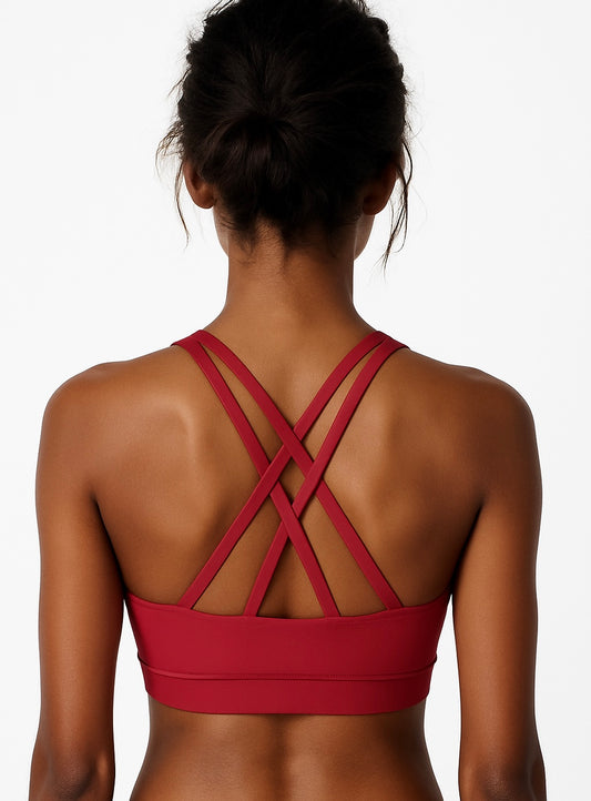 Teen Criss-Cross Back Sports Bra – Dark Pink Activewear - Pulse Gymnastics