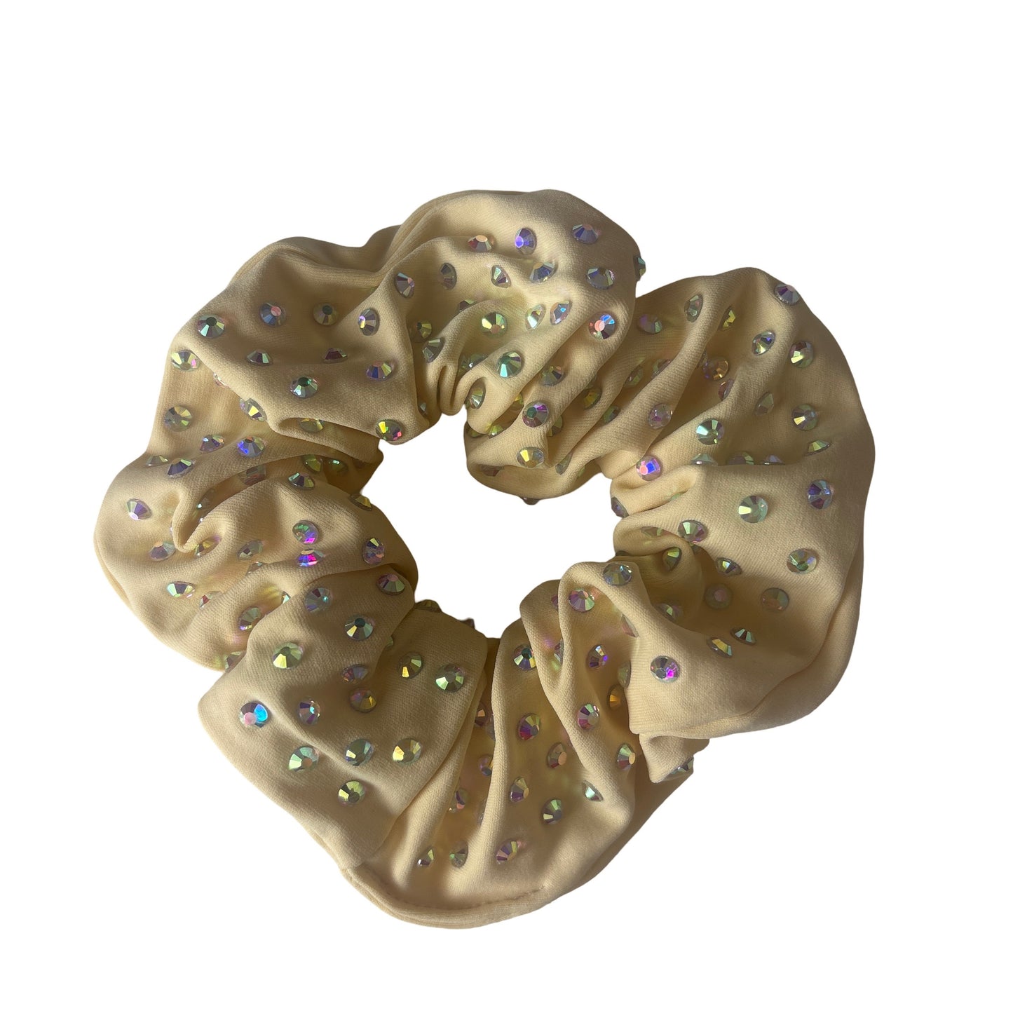 Pastel Yellow Rhinestone scrunchie