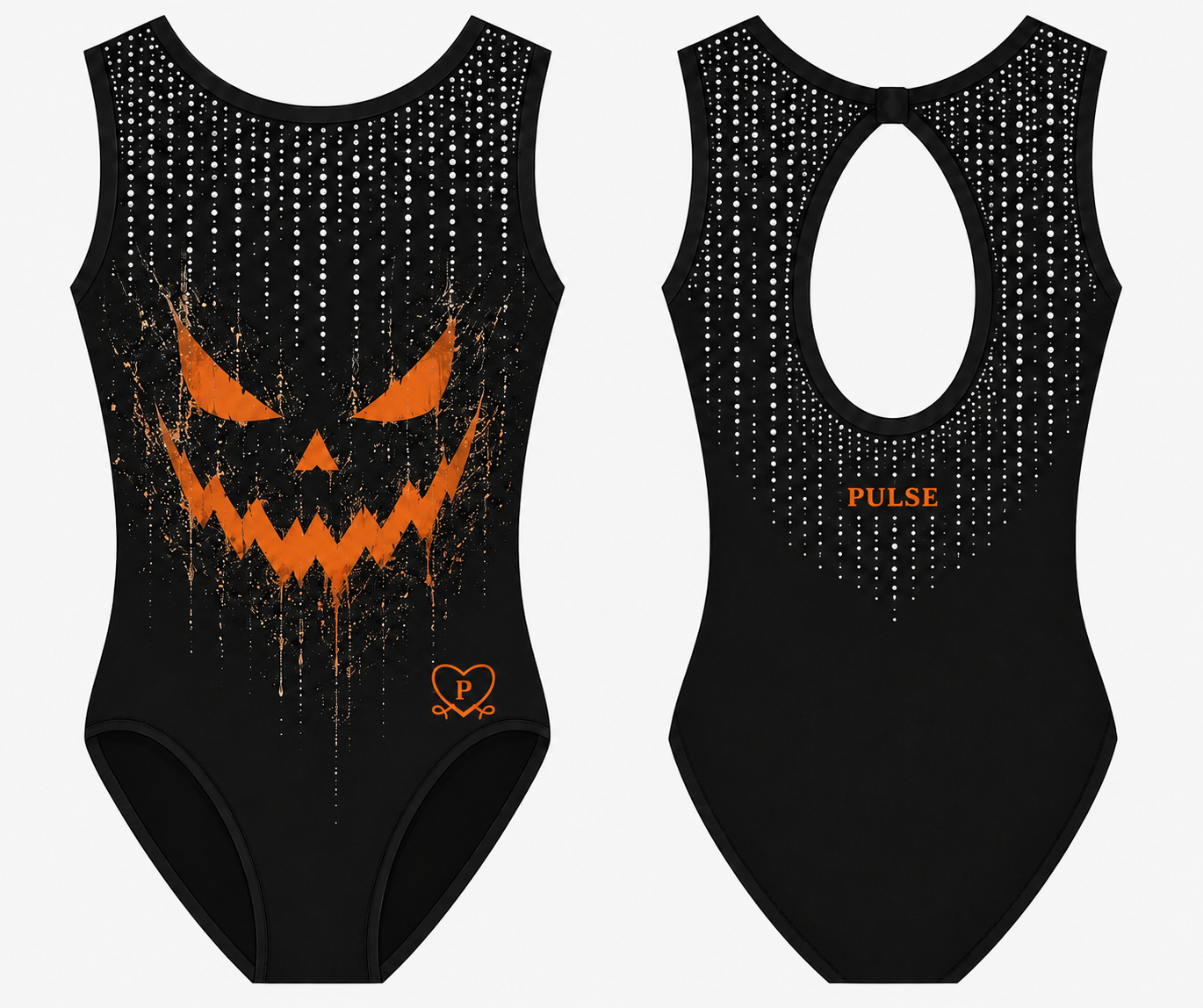 Jack Halloween Gymnastics Leotard with Rhinestones-Pre-Order