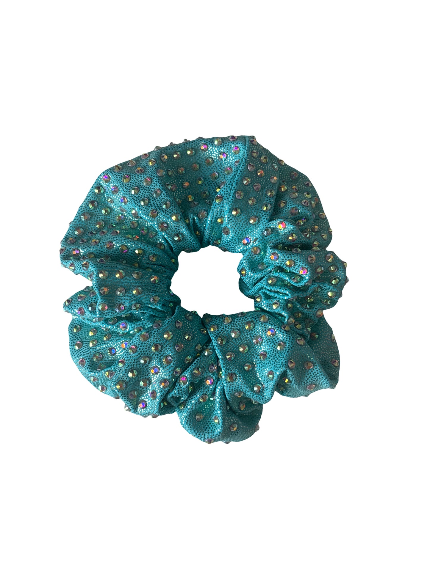 Turquoise Rhinestones Scrunchie