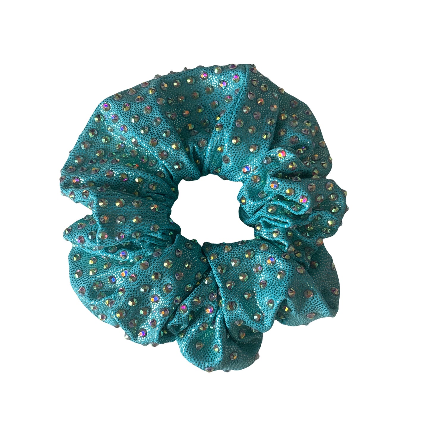 Teal Rhinestone Gymnastics Scrunchie – Sparkly Hair Accessory - Pulse Gymnastics