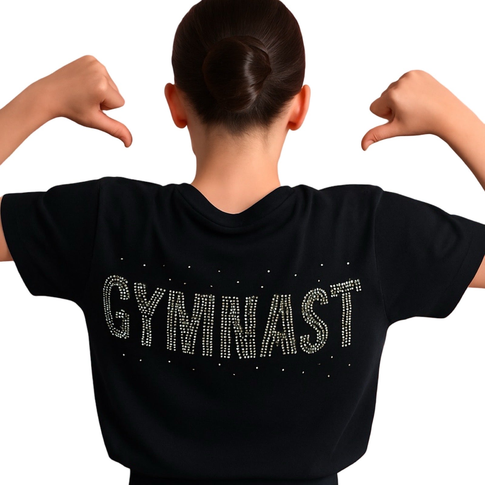 Black Rhinestone Gymnast Heart T-Shirt