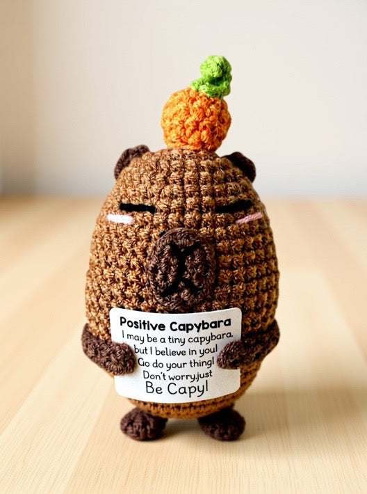 Positive Capybara Crochet Plush – Motivational Handmade Toy - Pulse Gymnastics