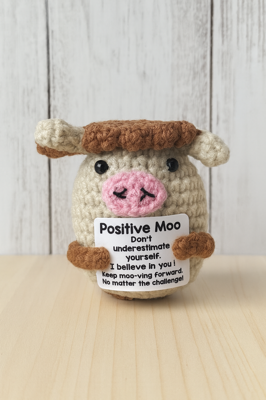 Positive Moo Crochet Plush – Motivational Gymnastics Gift 🐮✨ - Pulse Gymnastics
