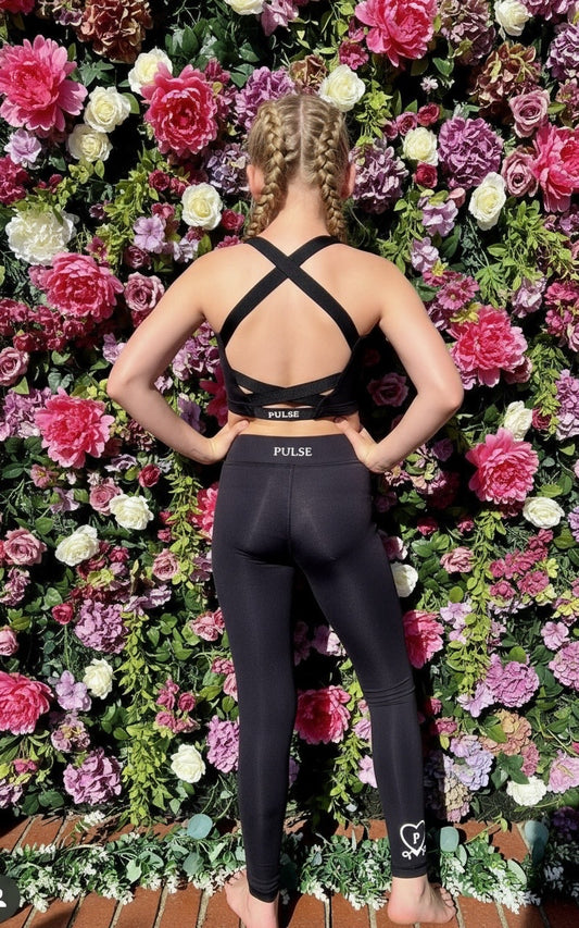 Pulse gymnastics crop and leggings set for cheerleading dance and gymnastics