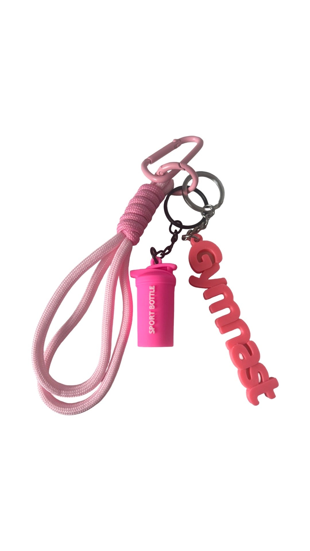 Gymnastics Keyring with Sports Bottle Charm – Pink - Pulse Gymnastics