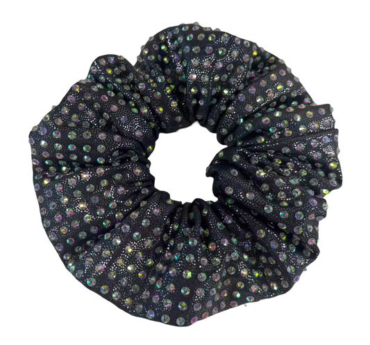 Rhinestone Scrunchie Dark Grey - Pulse Gymnastics