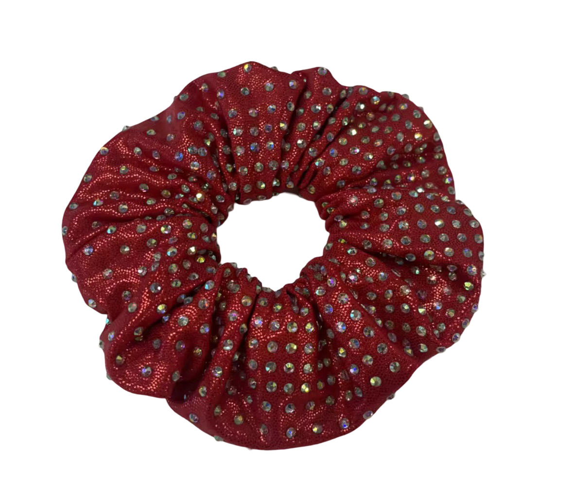 Rhinestone Scrunchie Red - Pulse Gymnastics