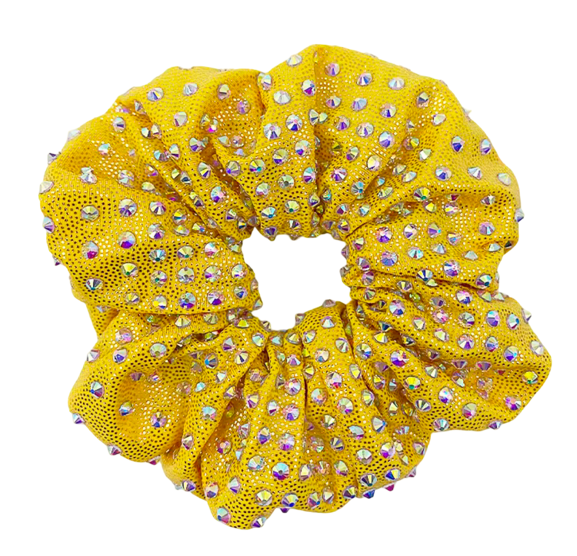 Rhinestone Scrunchie Yellow - Pulse Gymnastics