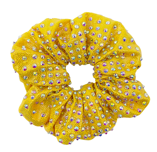 Rhinestone Scrunchie Yellow - Pulse Gymnastics