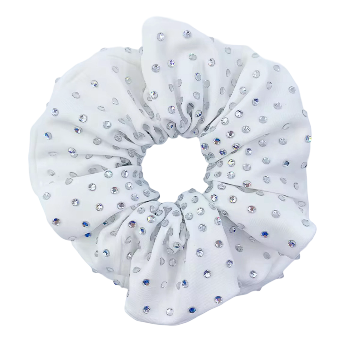 Rhinestone Scrunchie White - Pulse Gymnastics