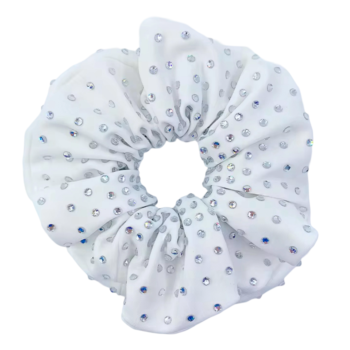 Rhinestone Scrunchie White - Pulse Gymnastics