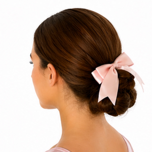 Blush Pink Hair Bow on Black Elastic Bobble | Gymnastics Hair Accessory - Pulse Gymnastics