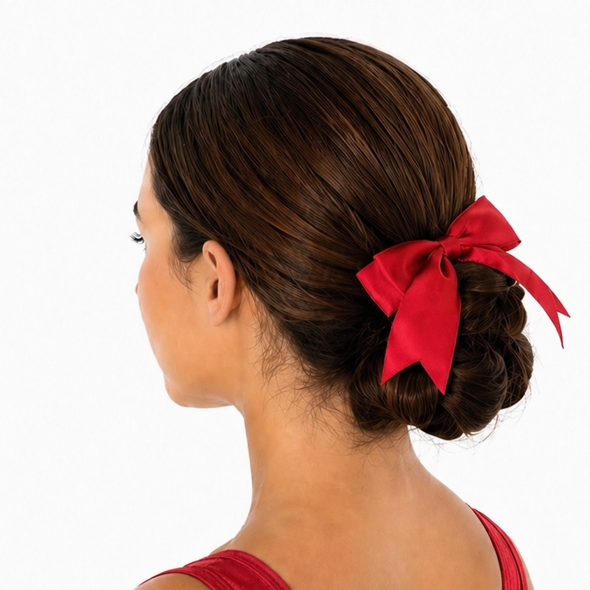 Red Hair Bow on Black Elastic Bobble | Gymnastics Hair Accessory - Pulse Gymnastics