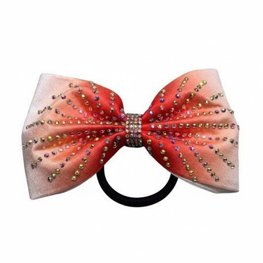 Red Ombré AB Rhinestone Gymnastics Hair Bow