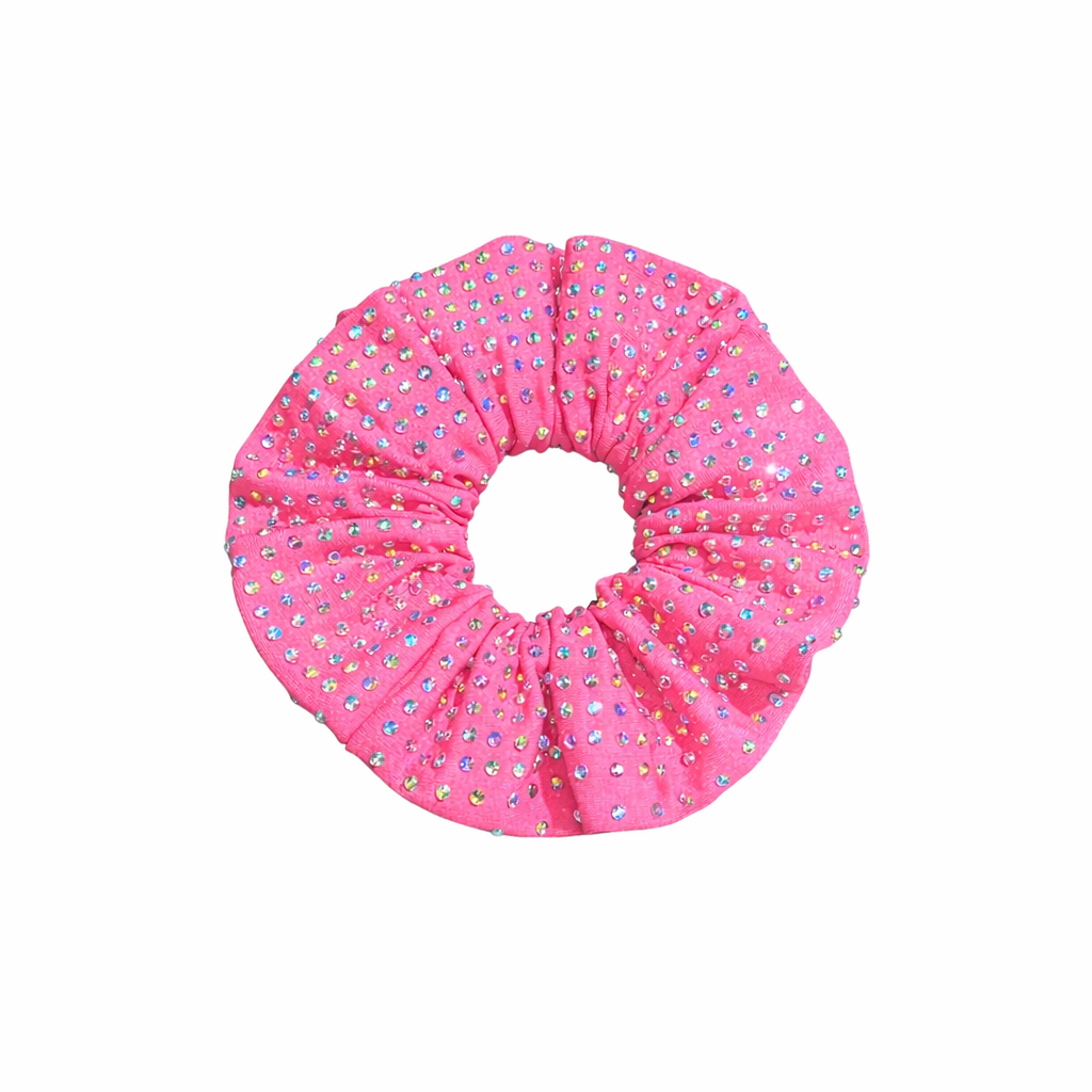 Pink AB Rhinestone Scrunchie - Pulse Gymnastics