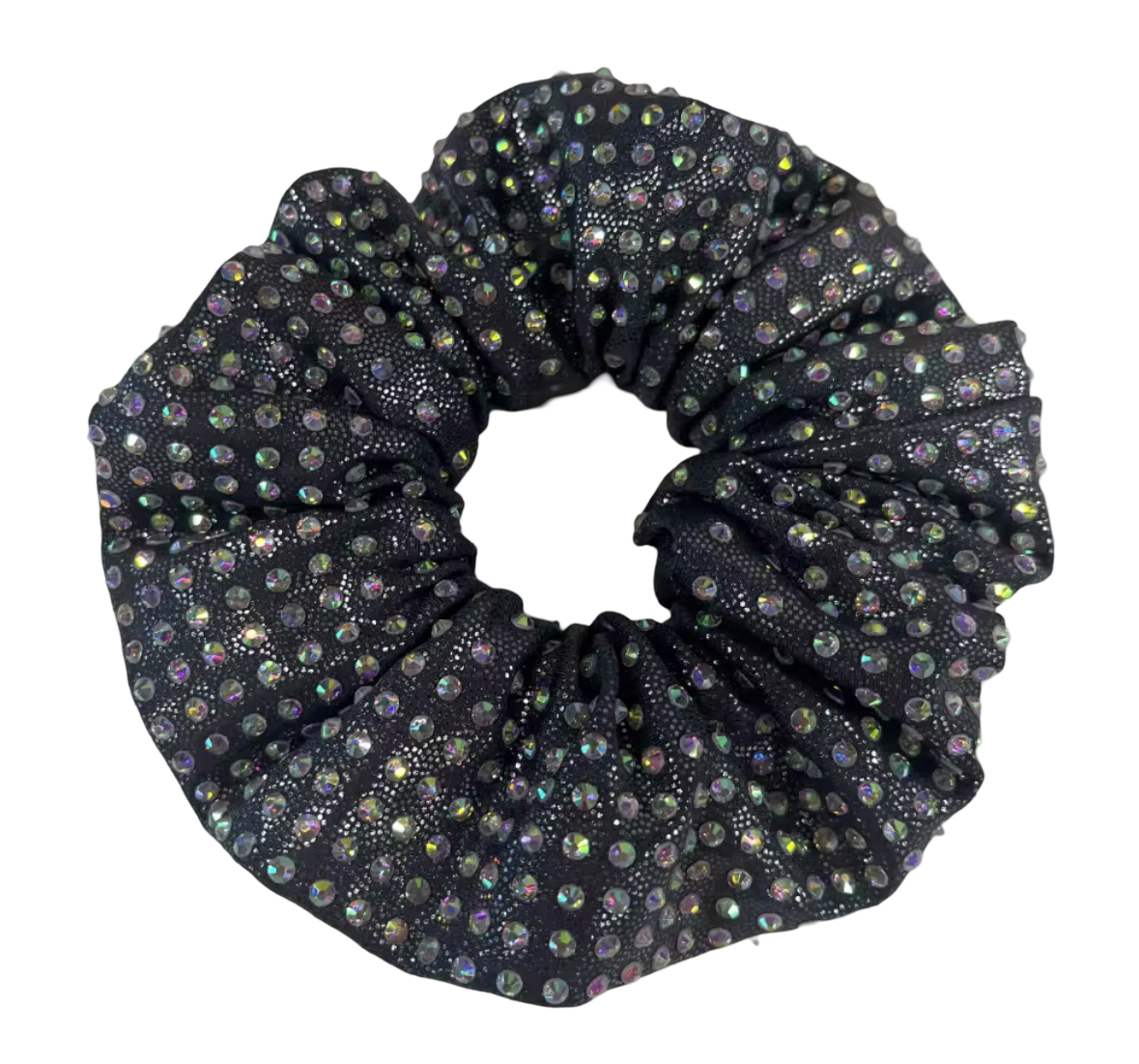 Rhinestone Scrunchie Dark Grey - Pulse Gymnastics