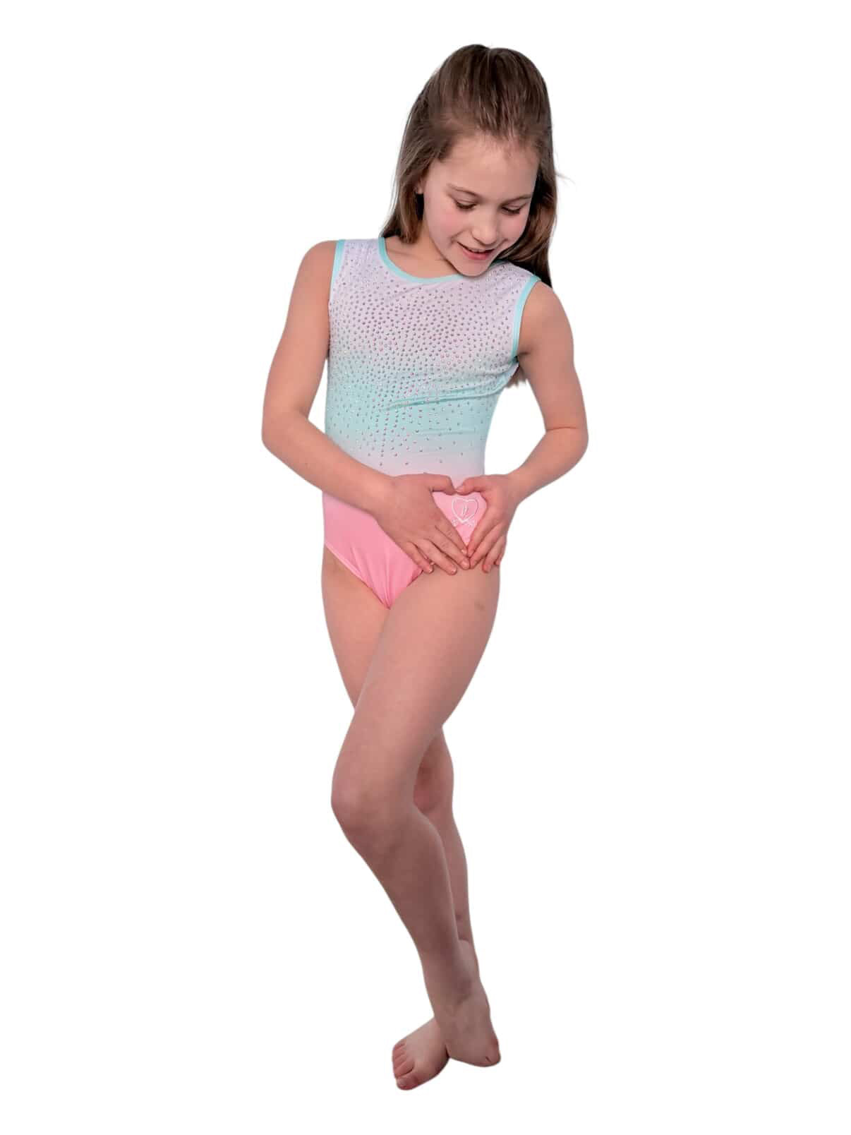 Candy Floss Crush – Pastel Ombre Gymnastics Leotard with Rhinestones & Criss-Cross Back - Pulse Gymnastics